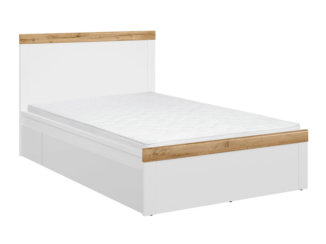 Bett Sonsoru 115 (Weiß + Weiß glänzend + Wotan Eiche)