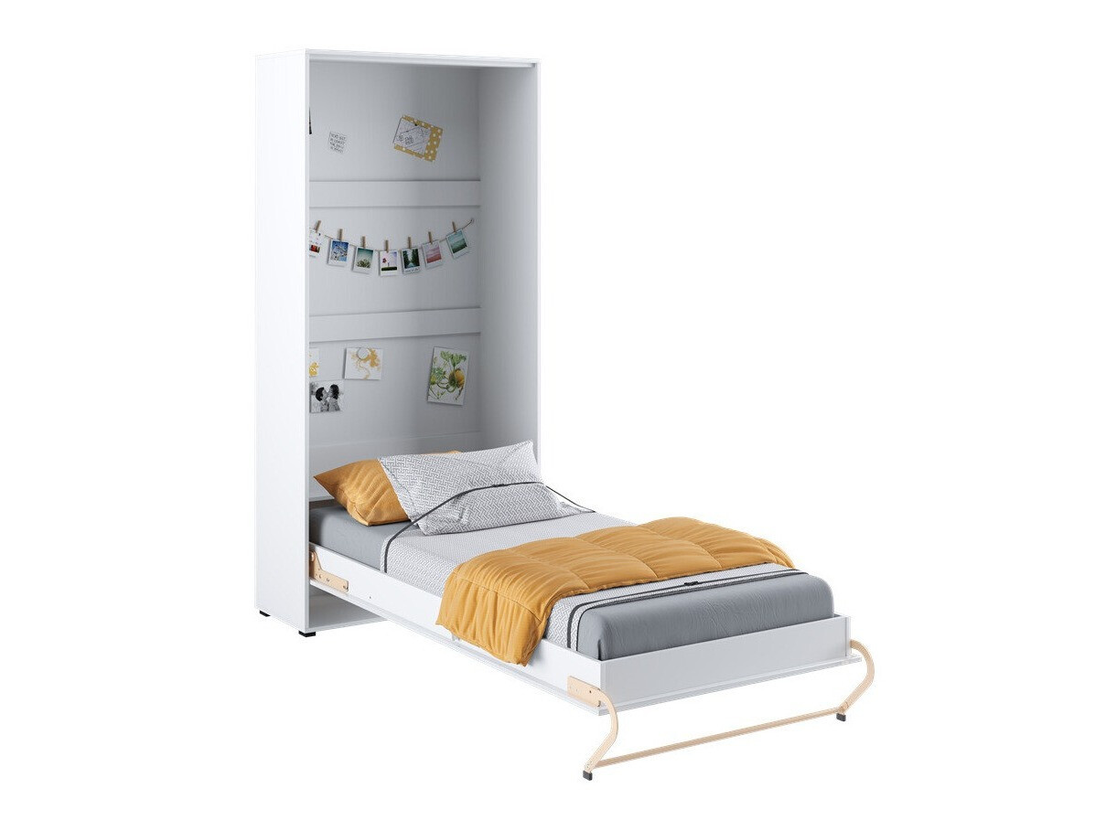 Schrankbett Concept Pro Lenart III (Weiß + Weiß glänzend)