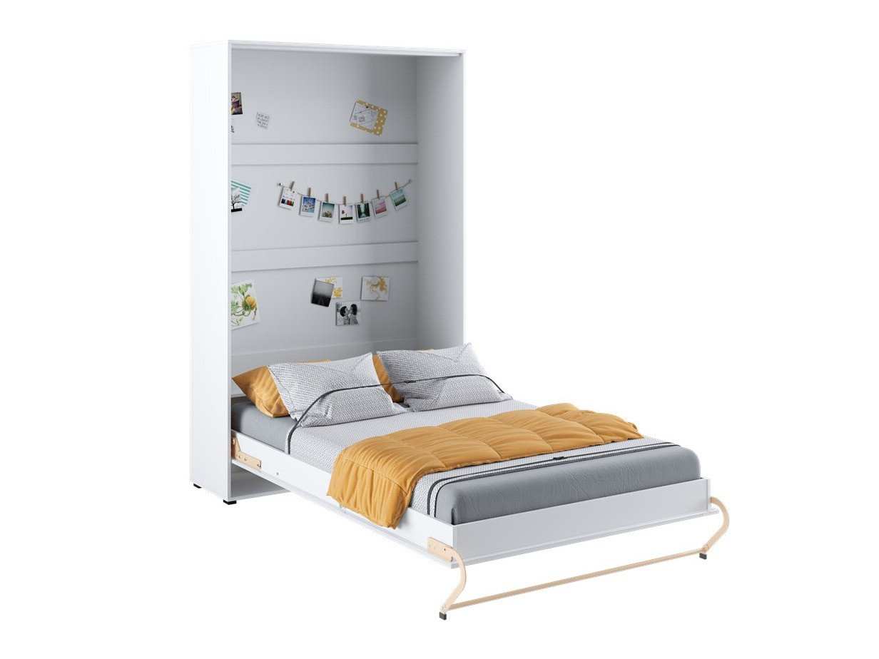 Schrankbett Concept Pro Lenart III (Weiß + Weiß glänzend)