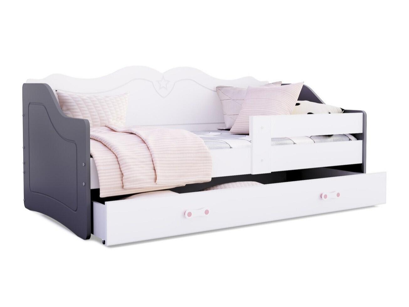 Bett Aurora 148 (Weiß + Grau)