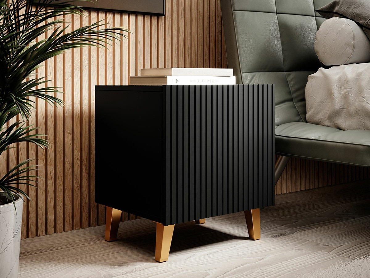 Nachttisch Dicto (Schwarz + Gold) (2stk.)