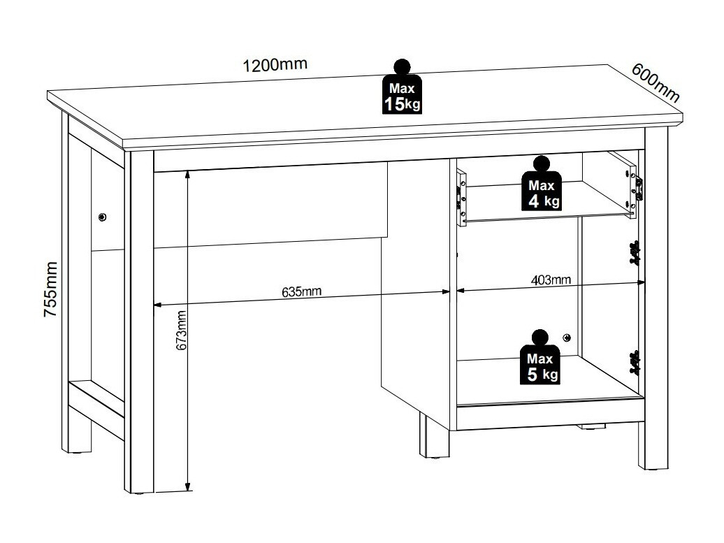 Bürotisch Sordoro 129 (Sibu-Lärche + Larico Kiefernholzoptik)