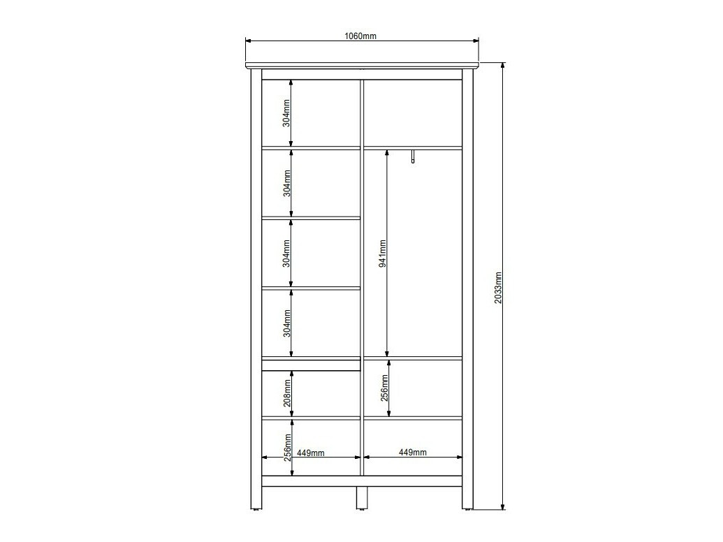 Kleiderschrank Sordoro 128 (Sibu-Lärche + Larico Kiefernholzoptik)