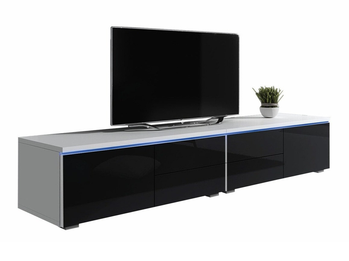 TV-Möbel Hortus (Weiß + Schwarz glänzend)