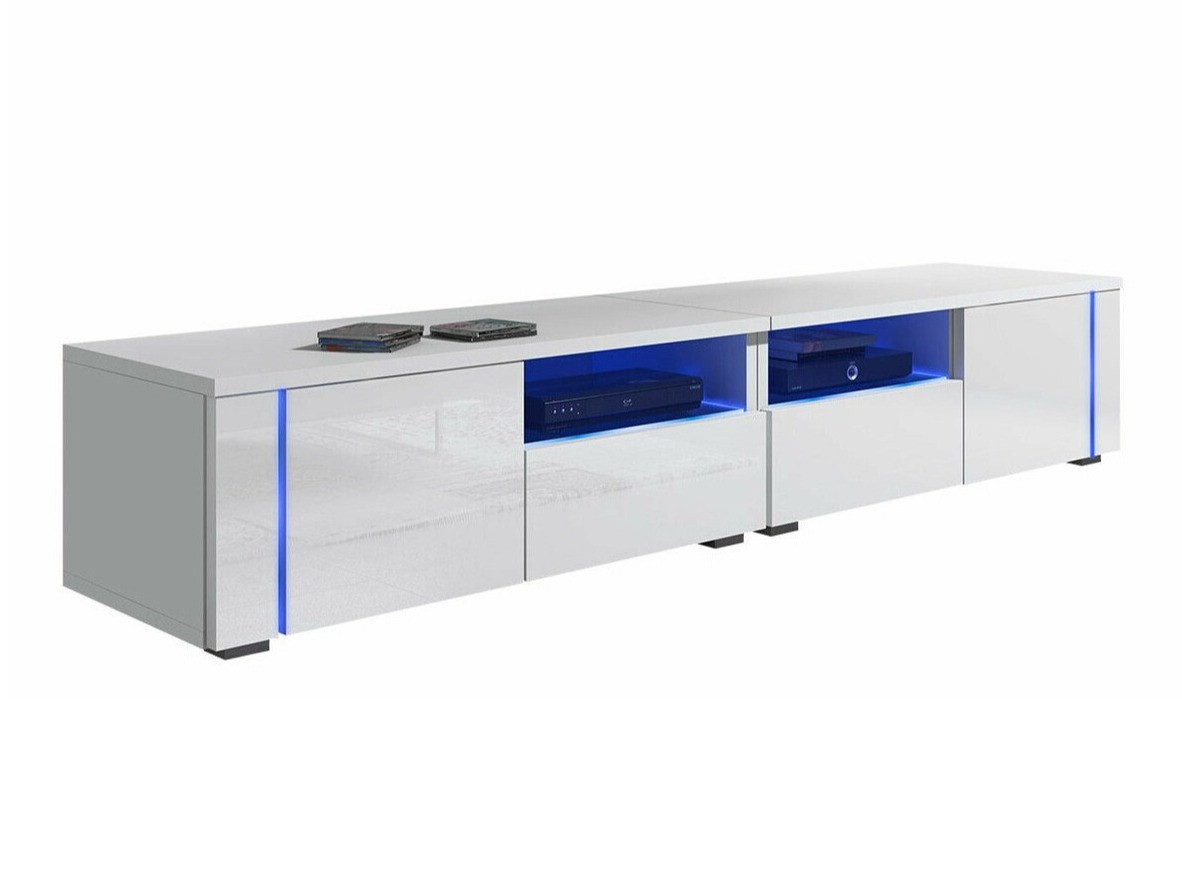 TV-Möbel Nashville 127 (Weiß + Weiß glänzend)