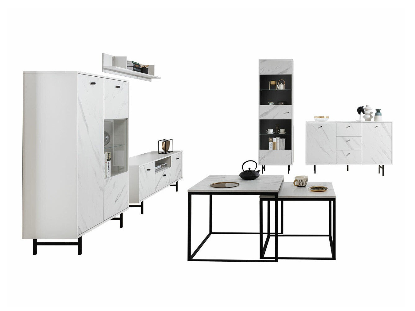 Wohnzimmer-Sets Providence T107 (Weißer Marmor)