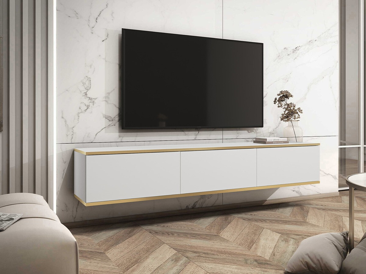 TV-Möbel Princal (Weiß + Gold)