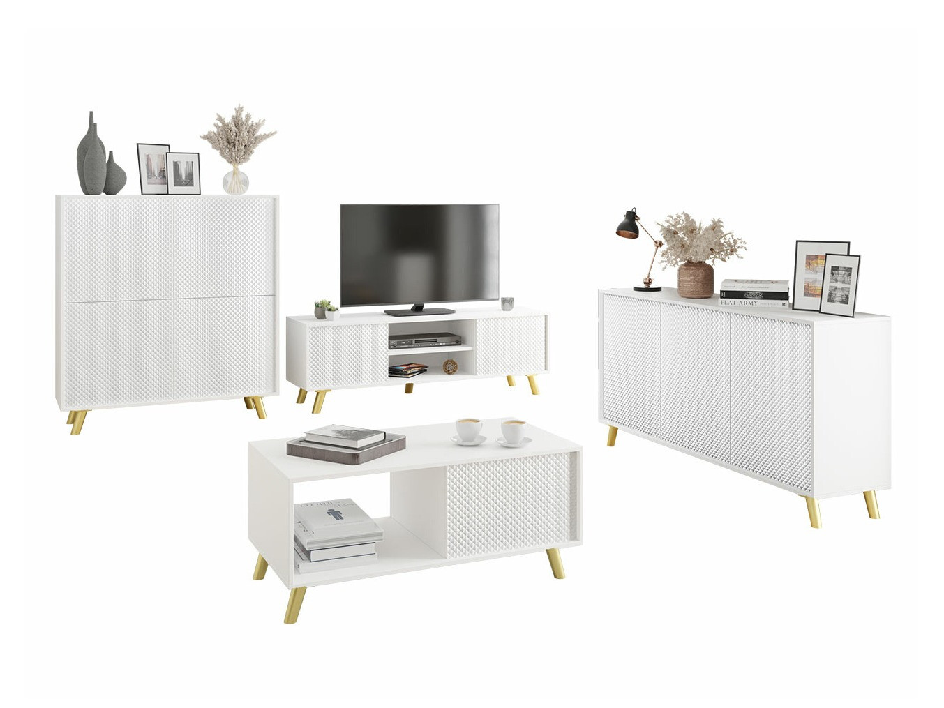 Wohnzimmer-Sets Merced 133 (Weiß)