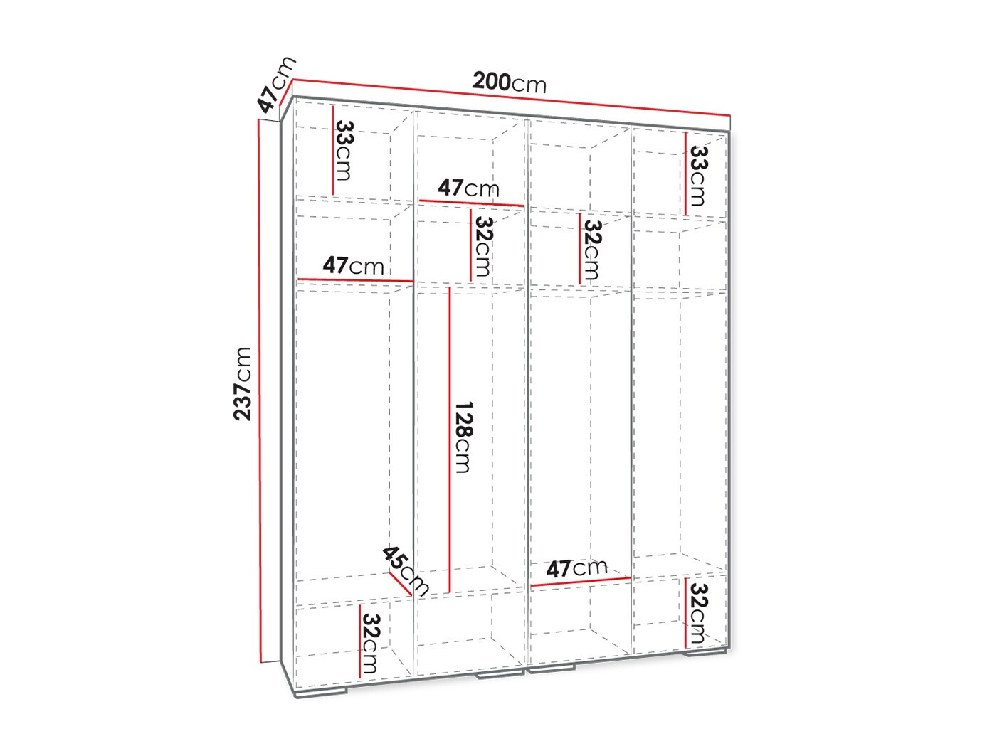 Kleiderschrank Hartford 417 (Weiß)