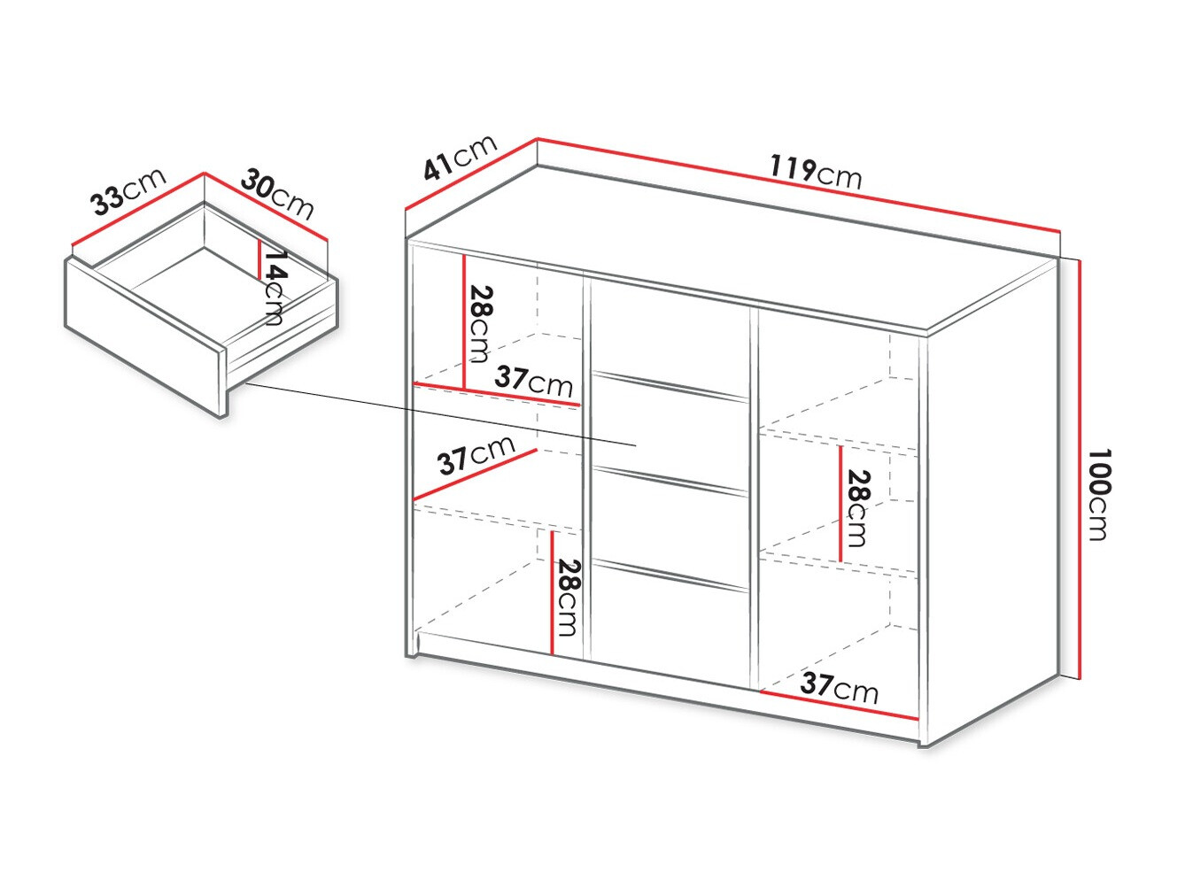 Kommoden Hartford 423 (Schwarz)