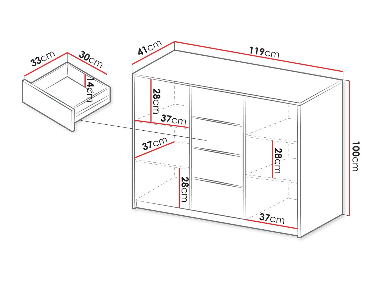 Kommoden Hartford 425 (Schwarz)