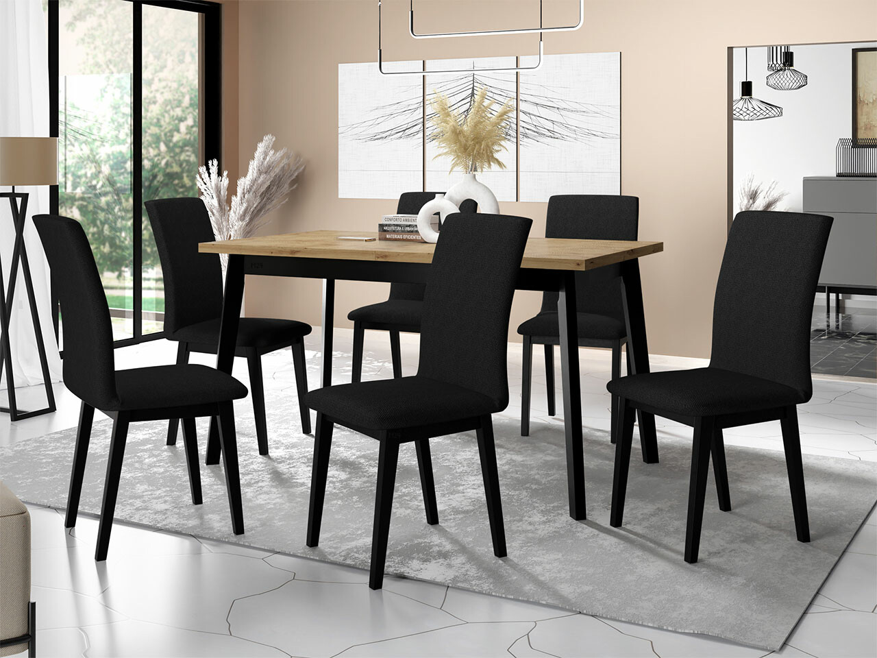 Essgruppe Victorville 288 (Artisan Eichenholzoptik + Schwarz)