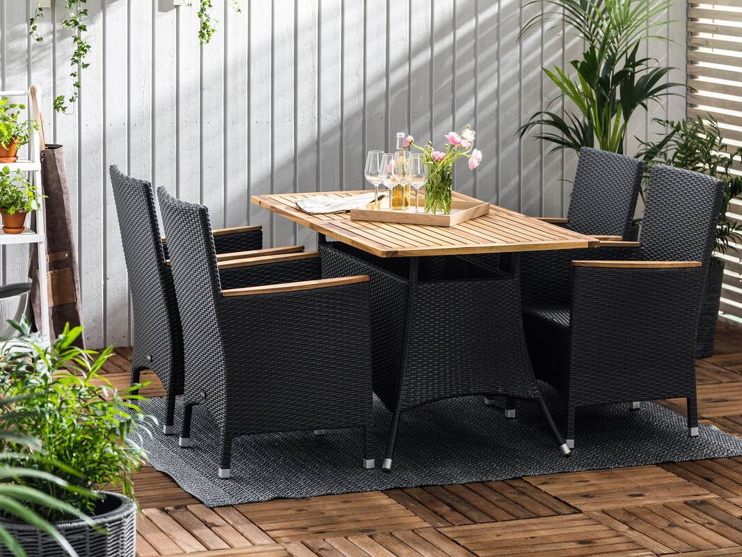 Gartensessel deNoord 273 (Schwarz + Hellbraun)