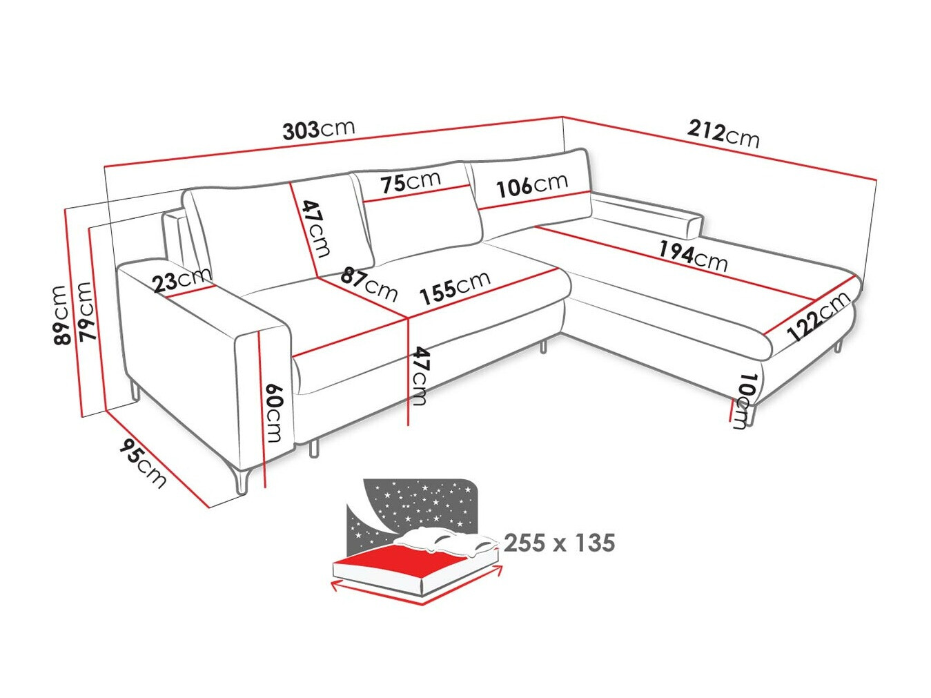 Ecksofa Lincoln 175 (Barrel 83)