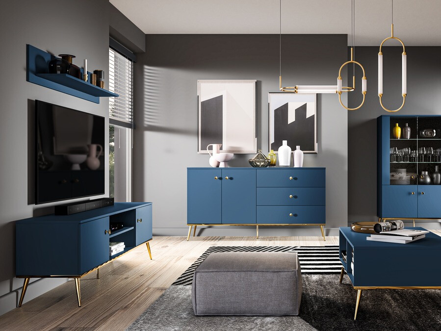 Kommoden Flonovu 102 (Dunkelblau + Gold)