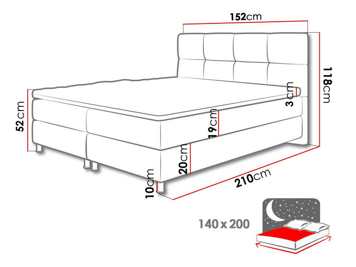 Boxspringbett ComfiDream Aelion (Sawana 80)