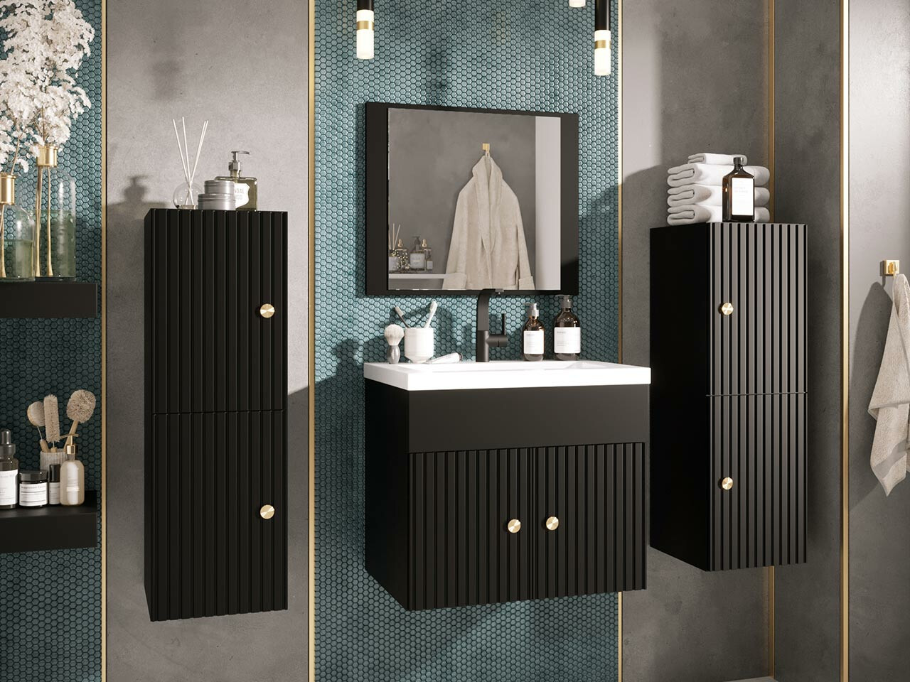 Badezimmer-Set Hartford J100 (Schwarz)