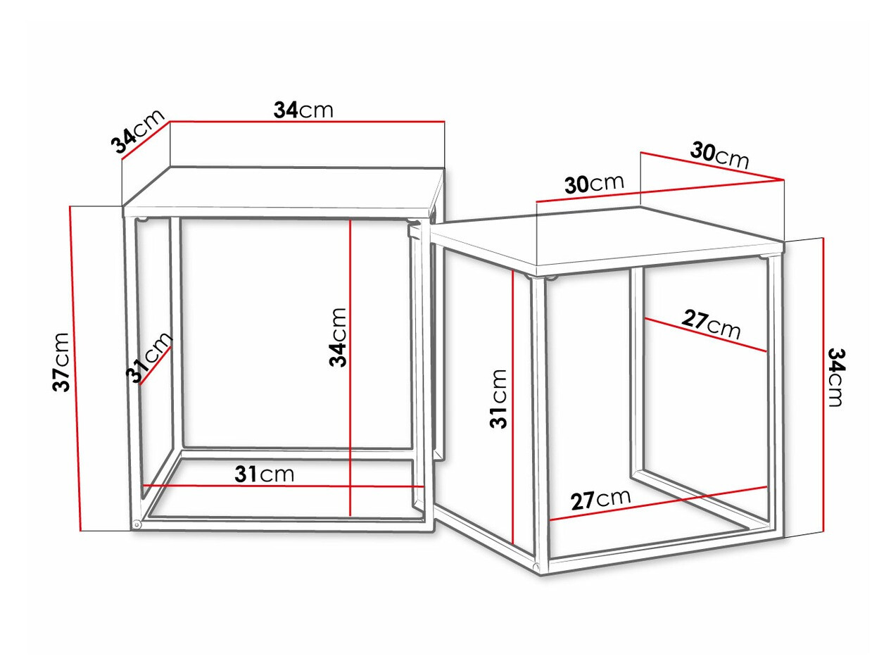 Beistelltische-Set Comfivo 223 (Schwarz + Helles Holz)