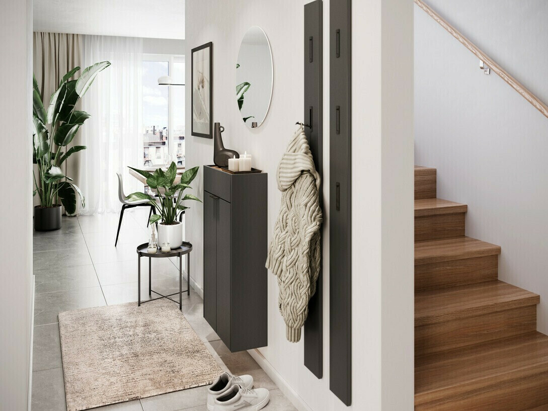 Schuhregal Cirsale 101 (Graphit + Navarra eichenholzoptik)