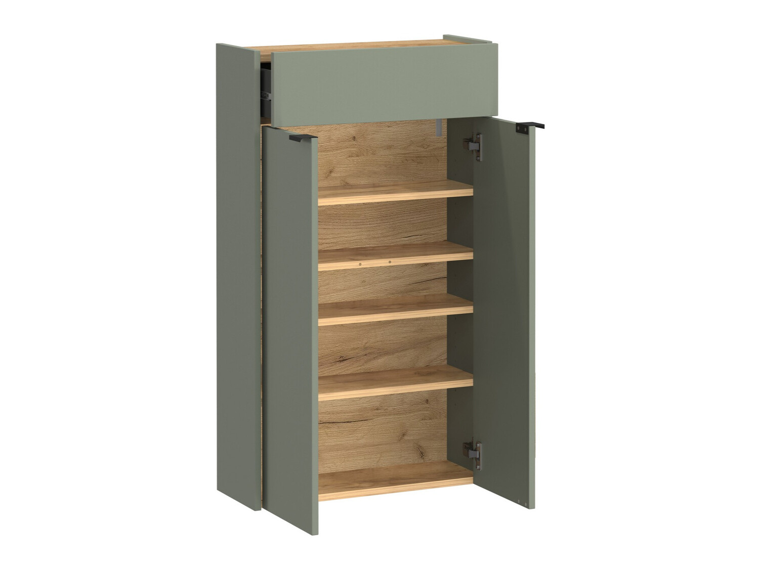 Schuhregal Cirsale 101 (Staubiges Grün + Navarra eichenholzoptik)