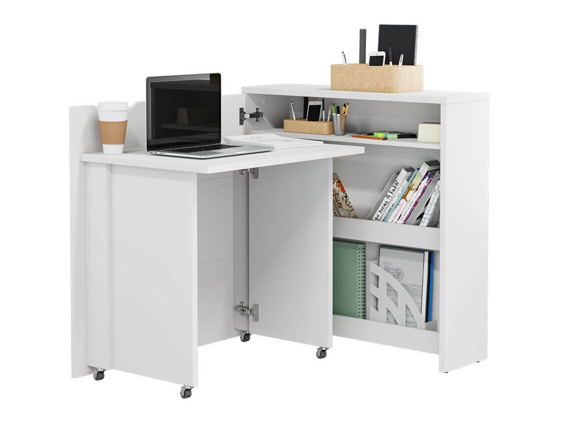 Eckschreibtisch Concept Pro Lenart II (Weiß + Weiß glänzend)