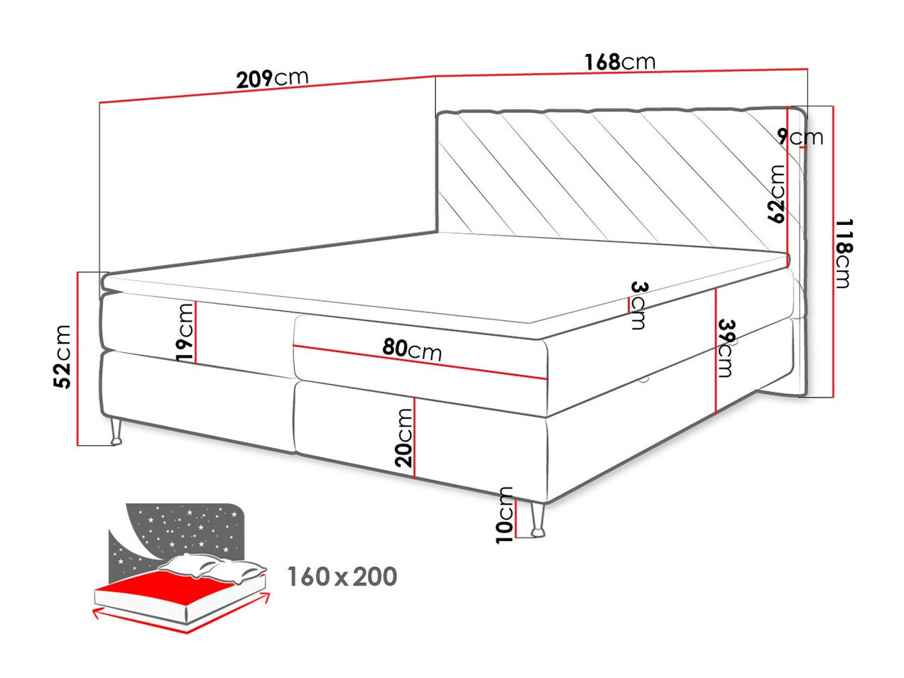 Boxspringbett ComfiDream Onaona (Fresh 11)