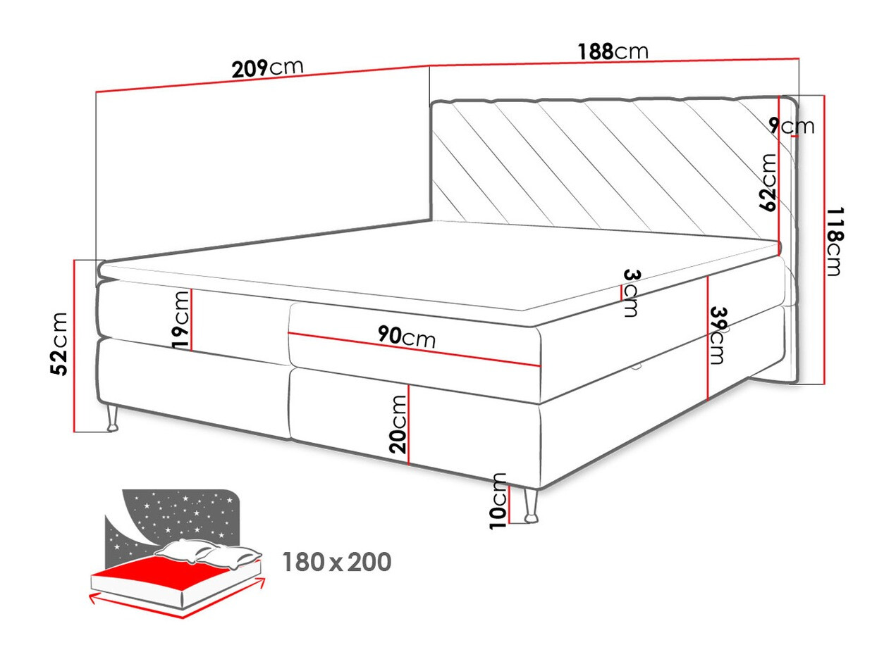 Boxspringbett ComfiDream Onaona (Fresh 11)