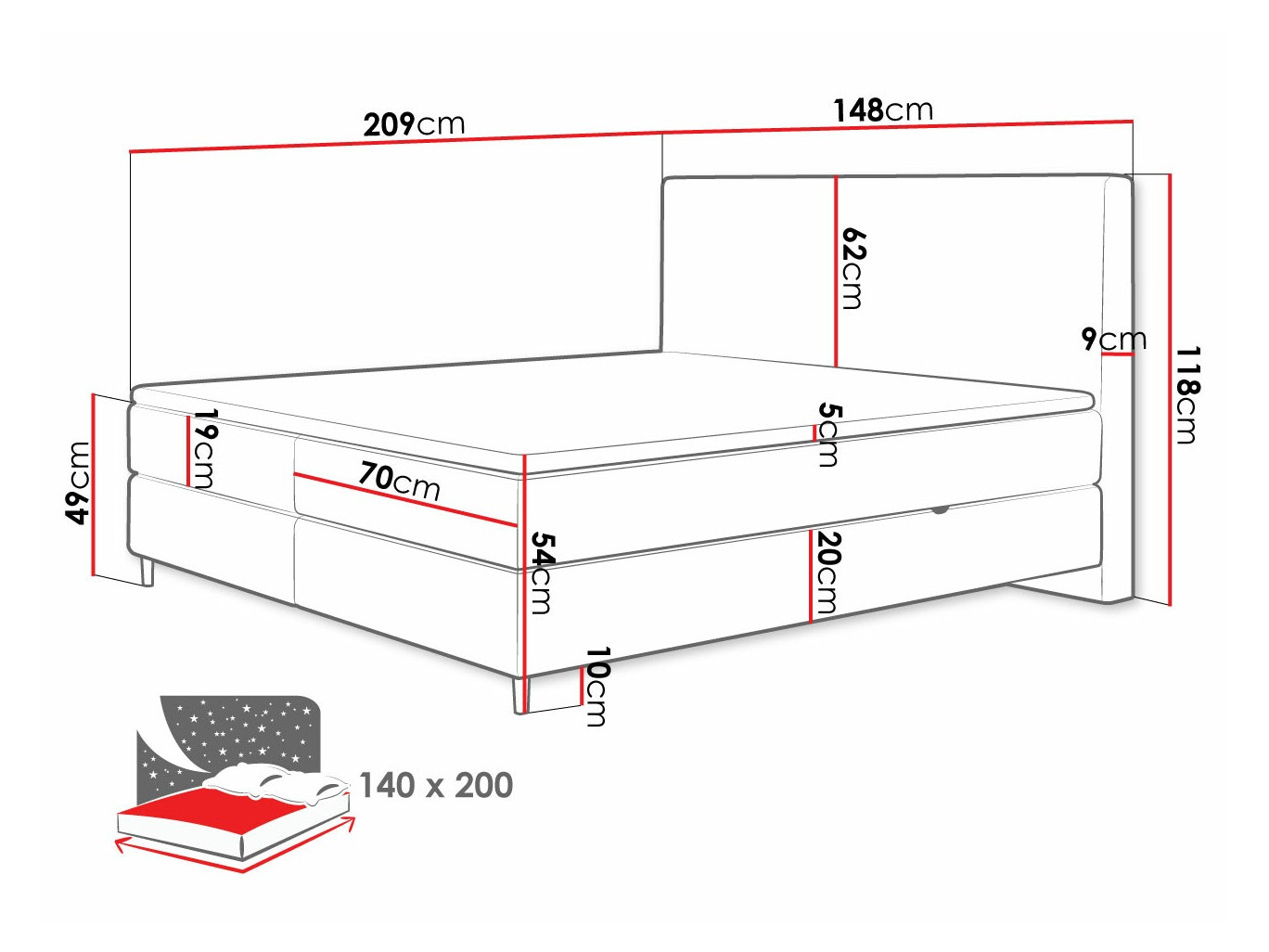 Boxspringbett ComfiDream Miraara (Poso 05 + Kronos 05)