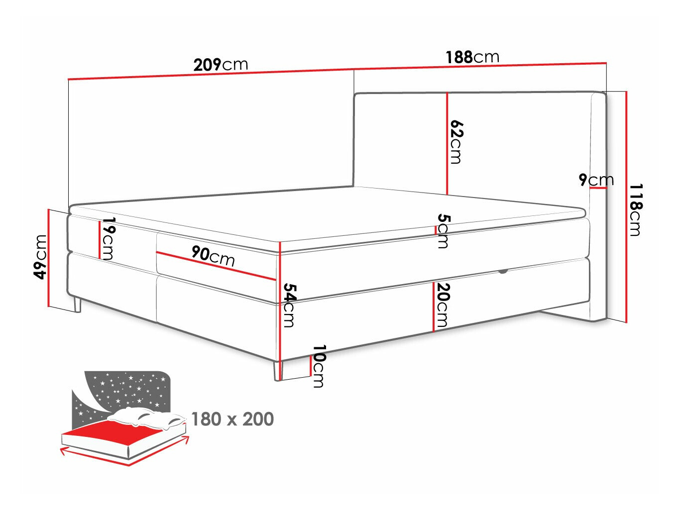 Boxspringbett ComfiDream Miraara (Poso 05 + Kronos 05)