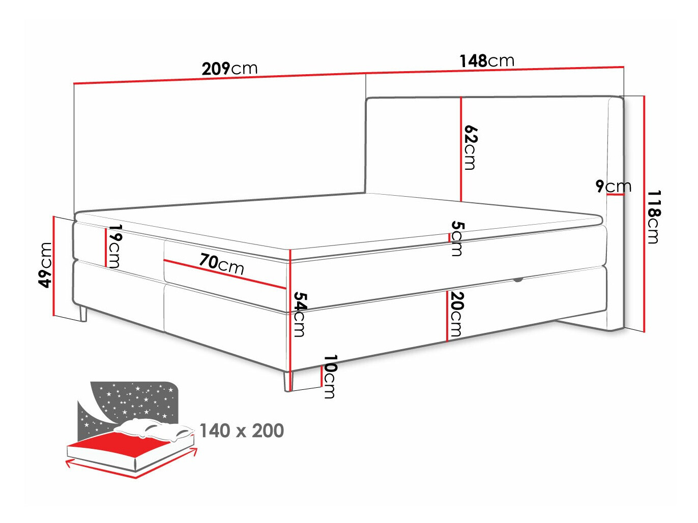 Boxspringbett ComfiDream Miraara (Poso 100 + Paros 01)
