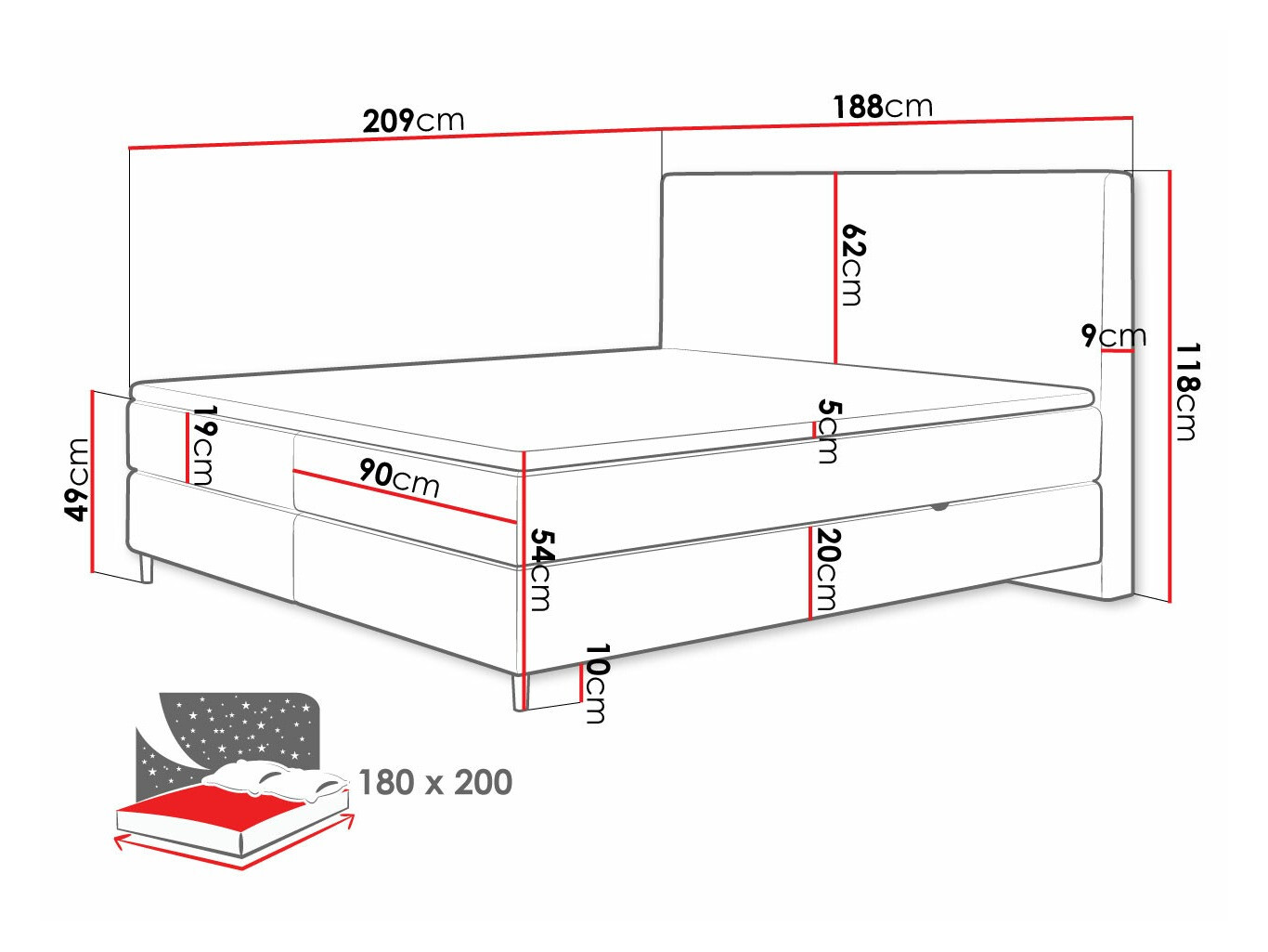 Boxspringbett ComfiDream Miraara (Poso 55 + Paros 05)