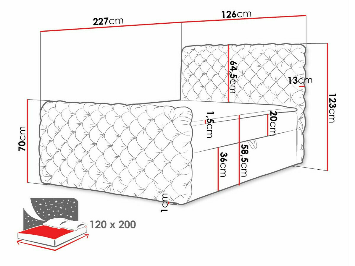Boxspringbett Lac I (Velluto 17)
