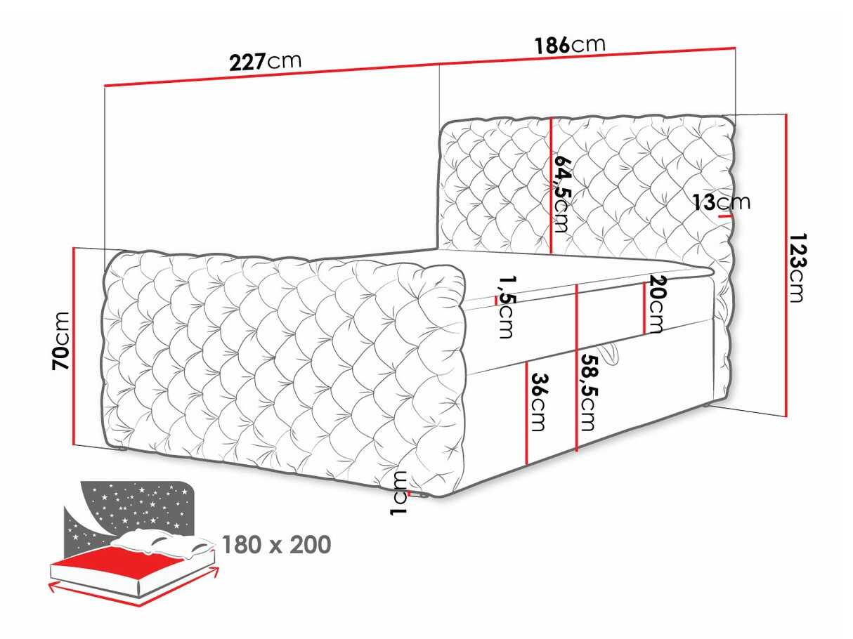 Boxspringbett Lac I (Velluto 20)
