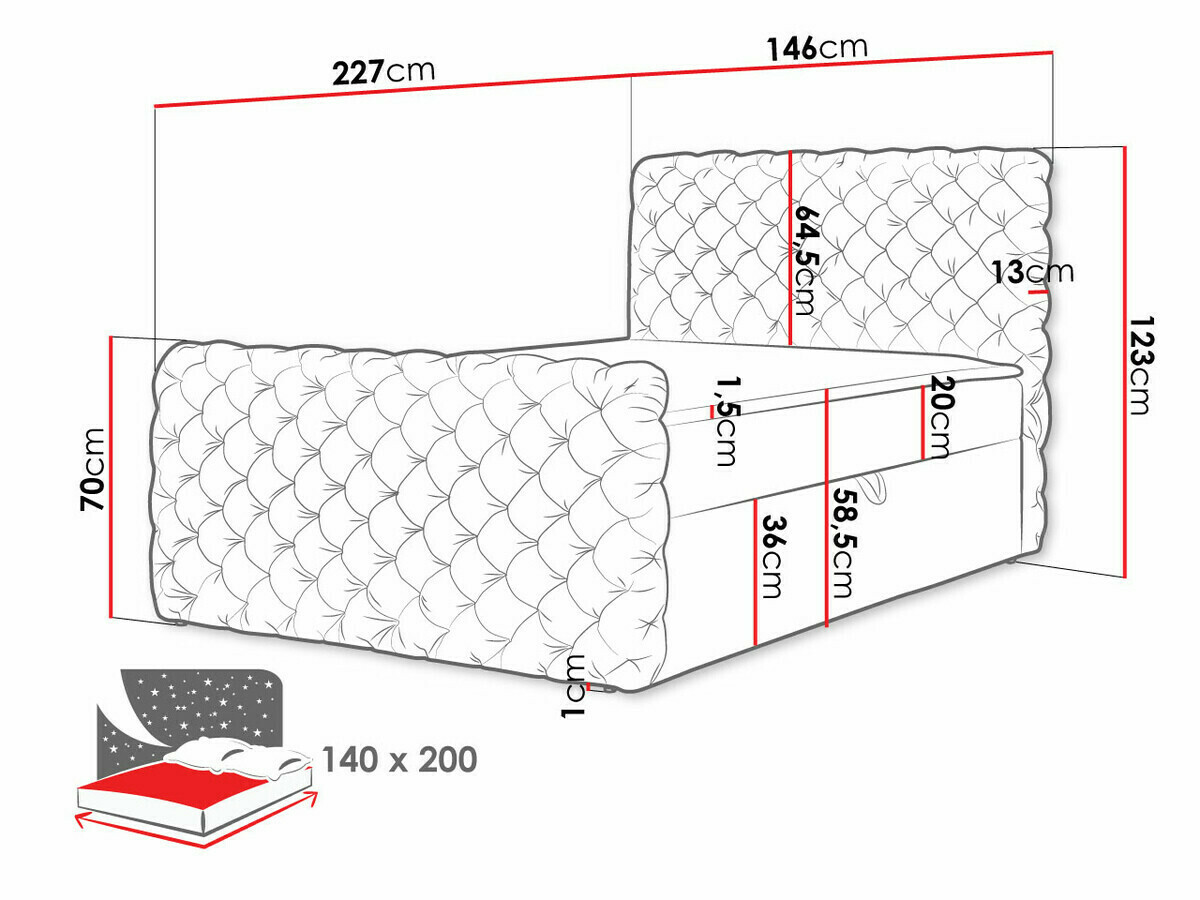 Boxspringbett Lac I (Velluto 30)