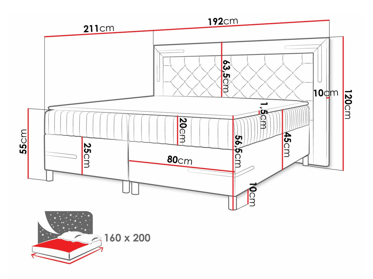 Boxspringbett Baltimore 189 (Velluto 14)