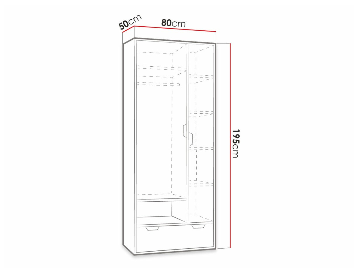 Kleiderschrank Tenmele 101 (Grau + Graphit)