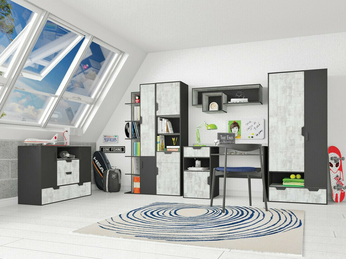 Kleiderschrank Tenmele 101 (Grau + Graphit)