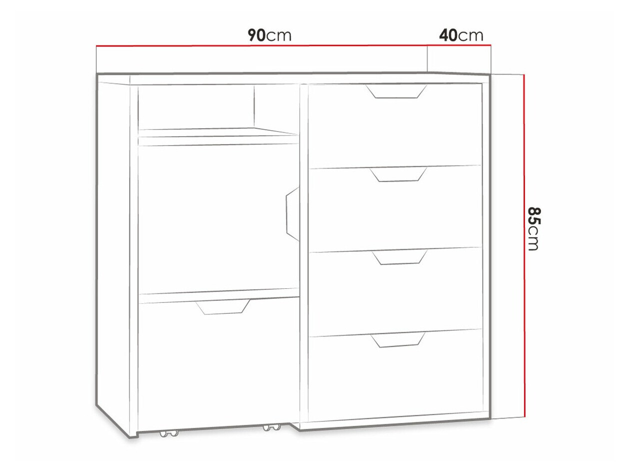 Kommoden Tenmele 107 (Grau + Graphit)