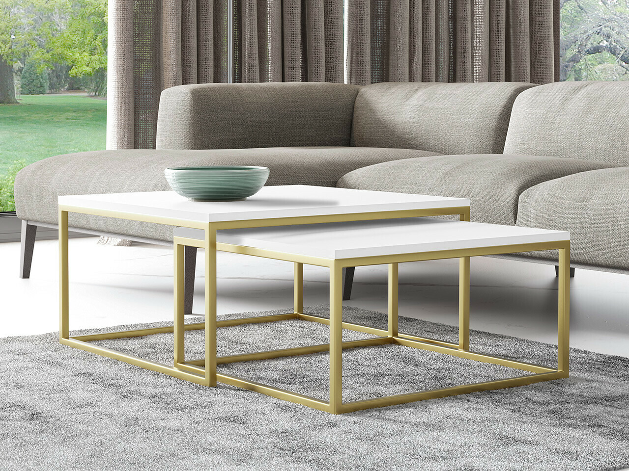Couchtischset Oswego 102 (Weiß + Gold)