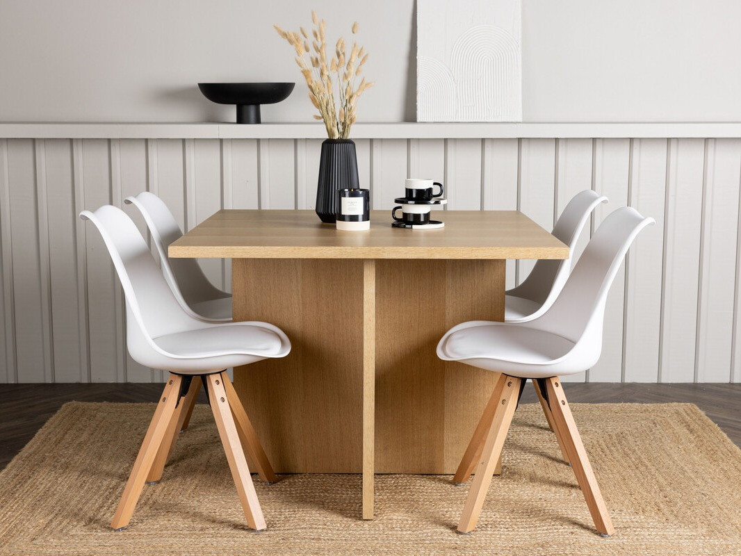 Essgruppe Dallas 4001 (Weiß + Helles Holz)