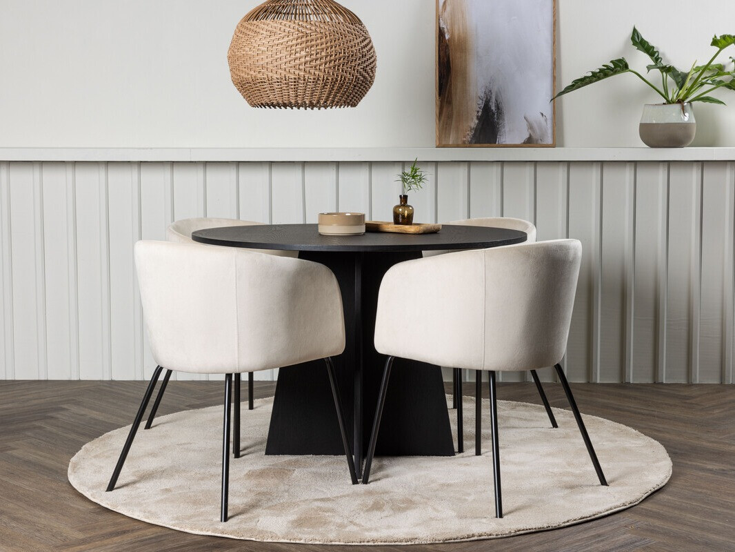 Essgruppe Dallas 4006 (Cremefarben + Schwarz)