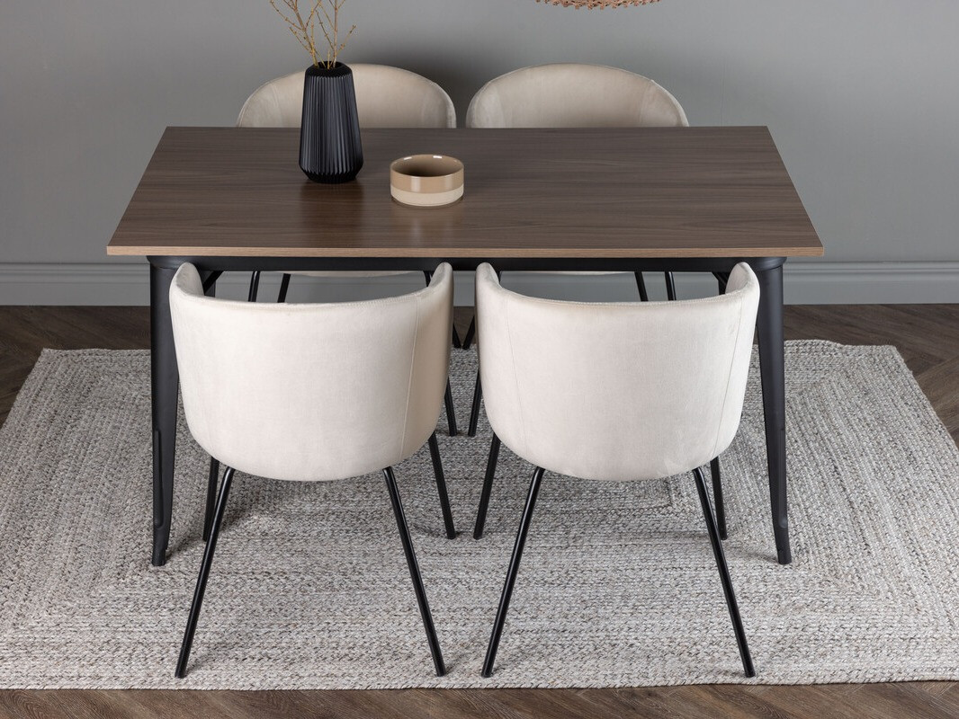 Essgruppe Dallas 4044 (Cremefarben + Schwarz)