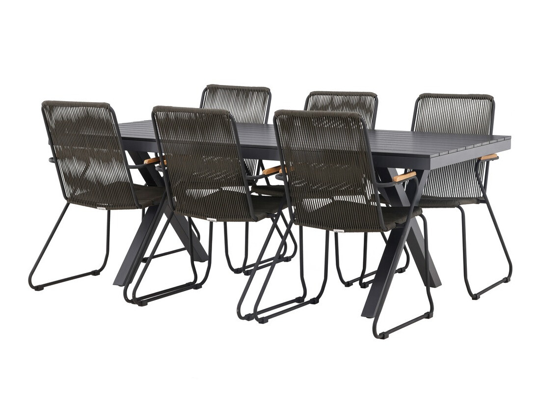 Tisch und Stühle Dallas 4038 (Dunkelgrau + Schwarz)