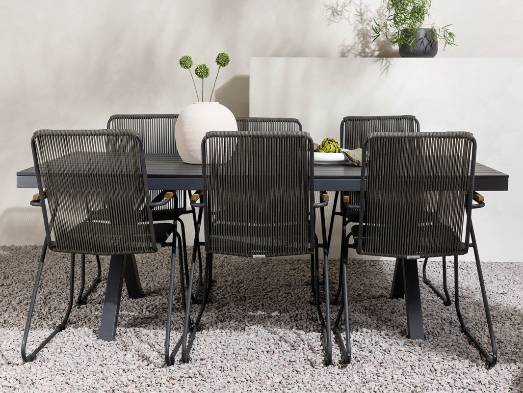 Tisch und Stühle Dallas 4038 (Dunkelgrau + Schwarz)