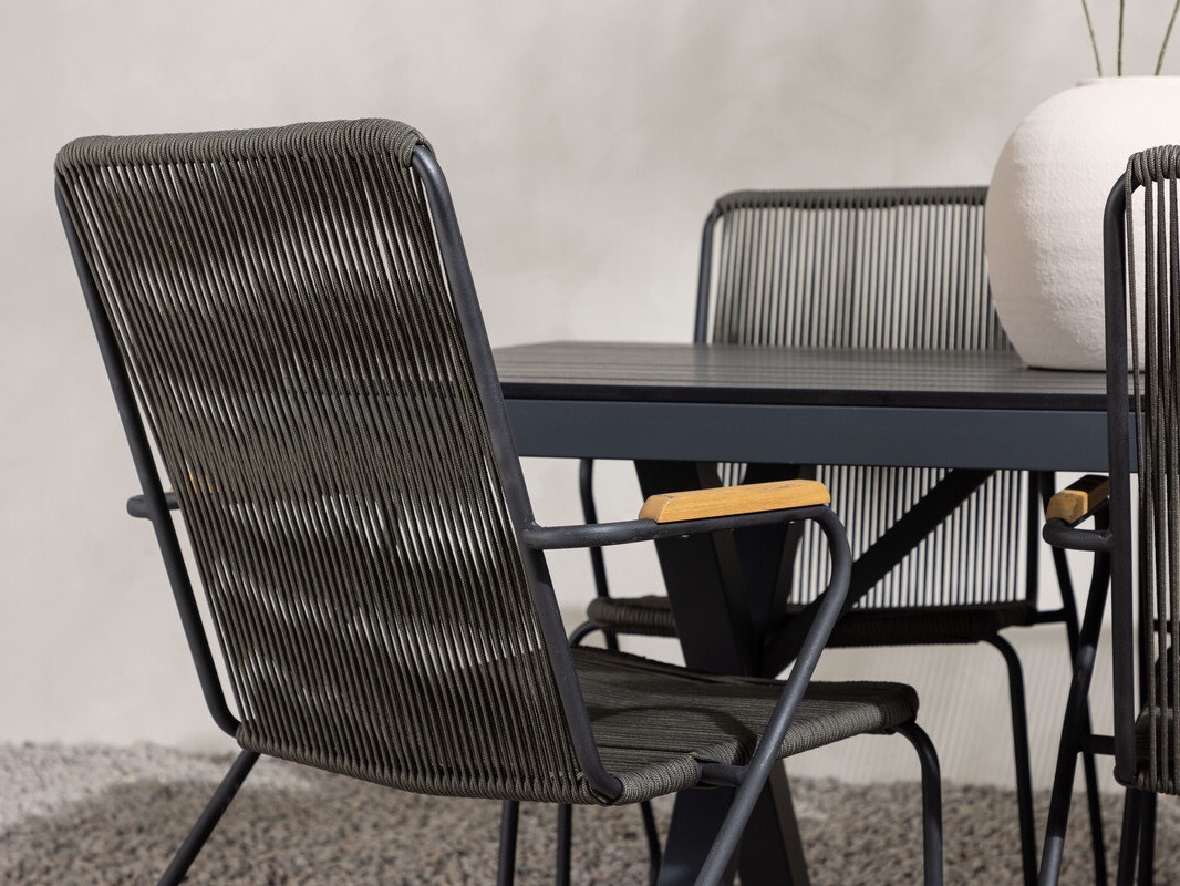 Tisch und Stühle Dallas 4038 (Dunkelgrau + Schwarz)