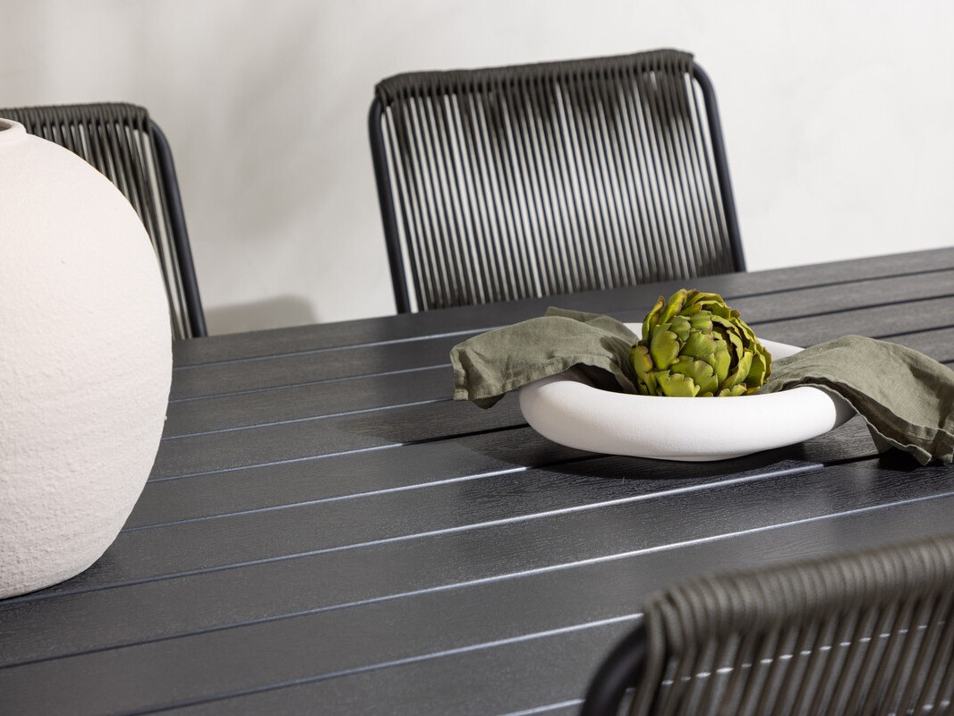 Tisch und Stühle Dallas 4038 (Dunkelgrau + Schwarz)