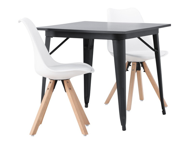 Essgruppe Dallas 4050 (Weiß + Helles Holz)