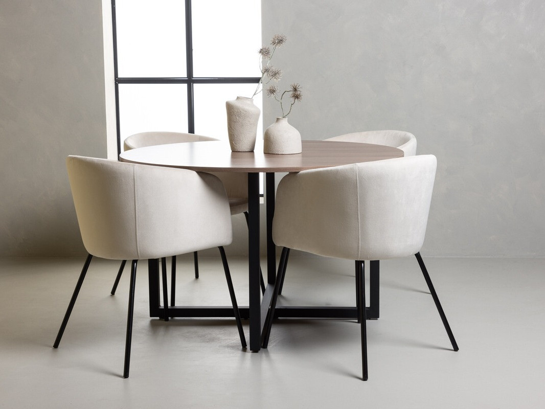 Essgruppe Dallas 4052 (Cremefarben + Schwarz)