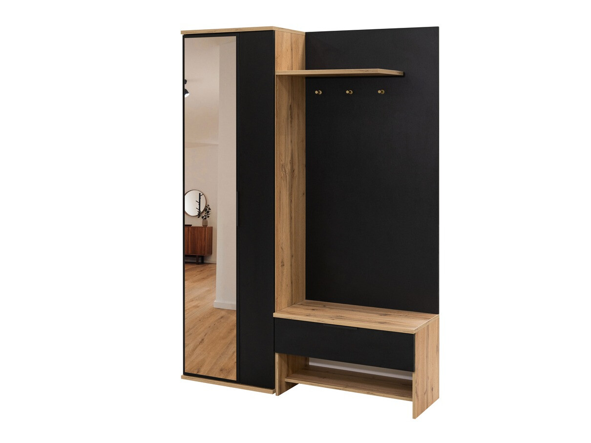 Flurgarnitur Honolulu 160 (Schwarz + Wotan Eiche)