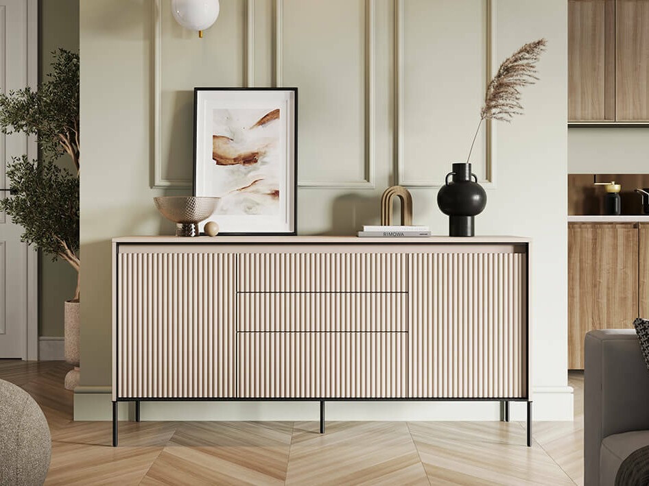 Kommoden Fernolu 100 (Beige + Schwarz)